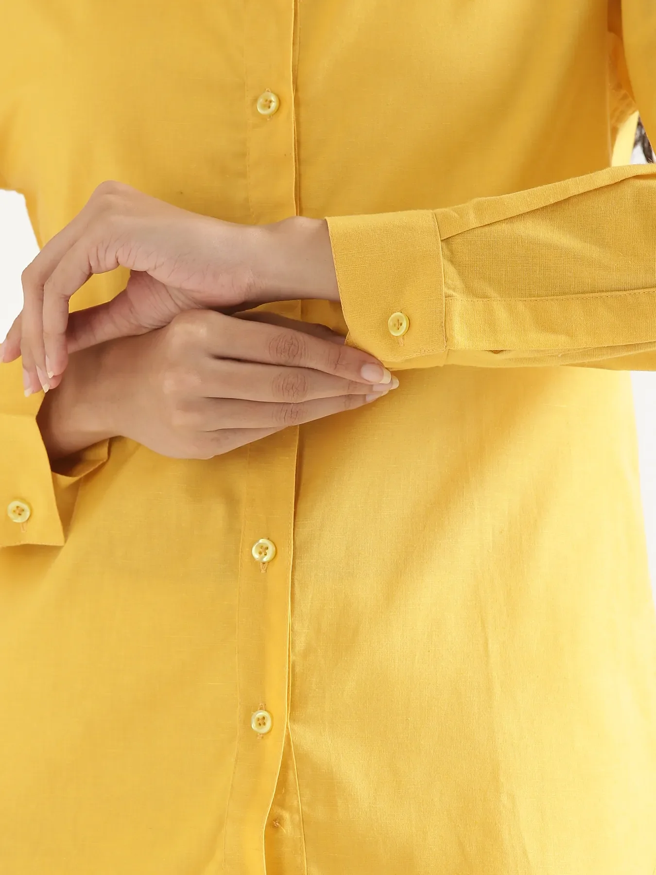Women Yellow Airy-Linen Shirt - Image 12