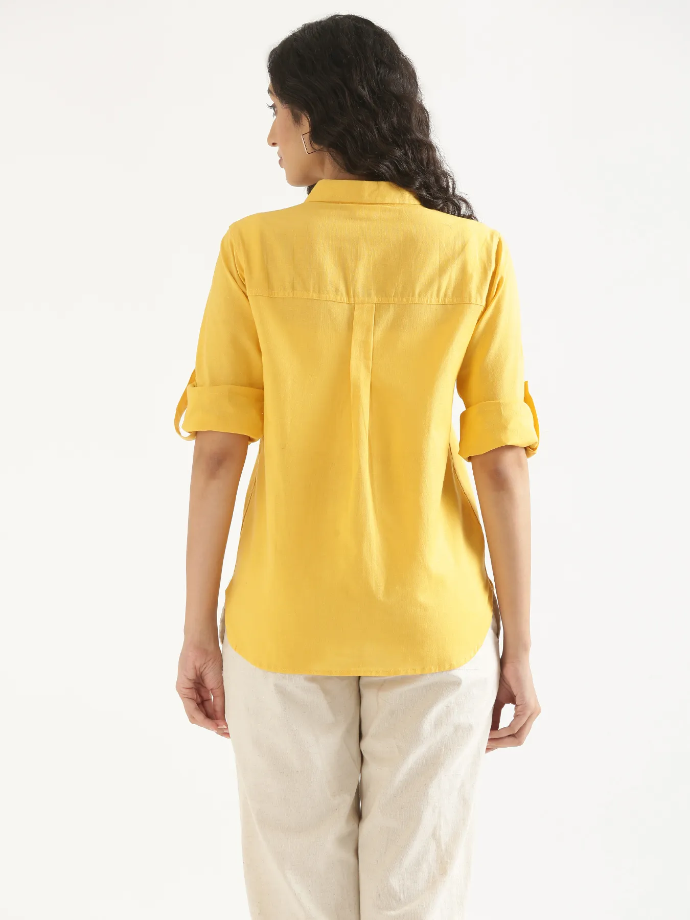 Women Yellow Airy-Linen Shirt - Image 5
