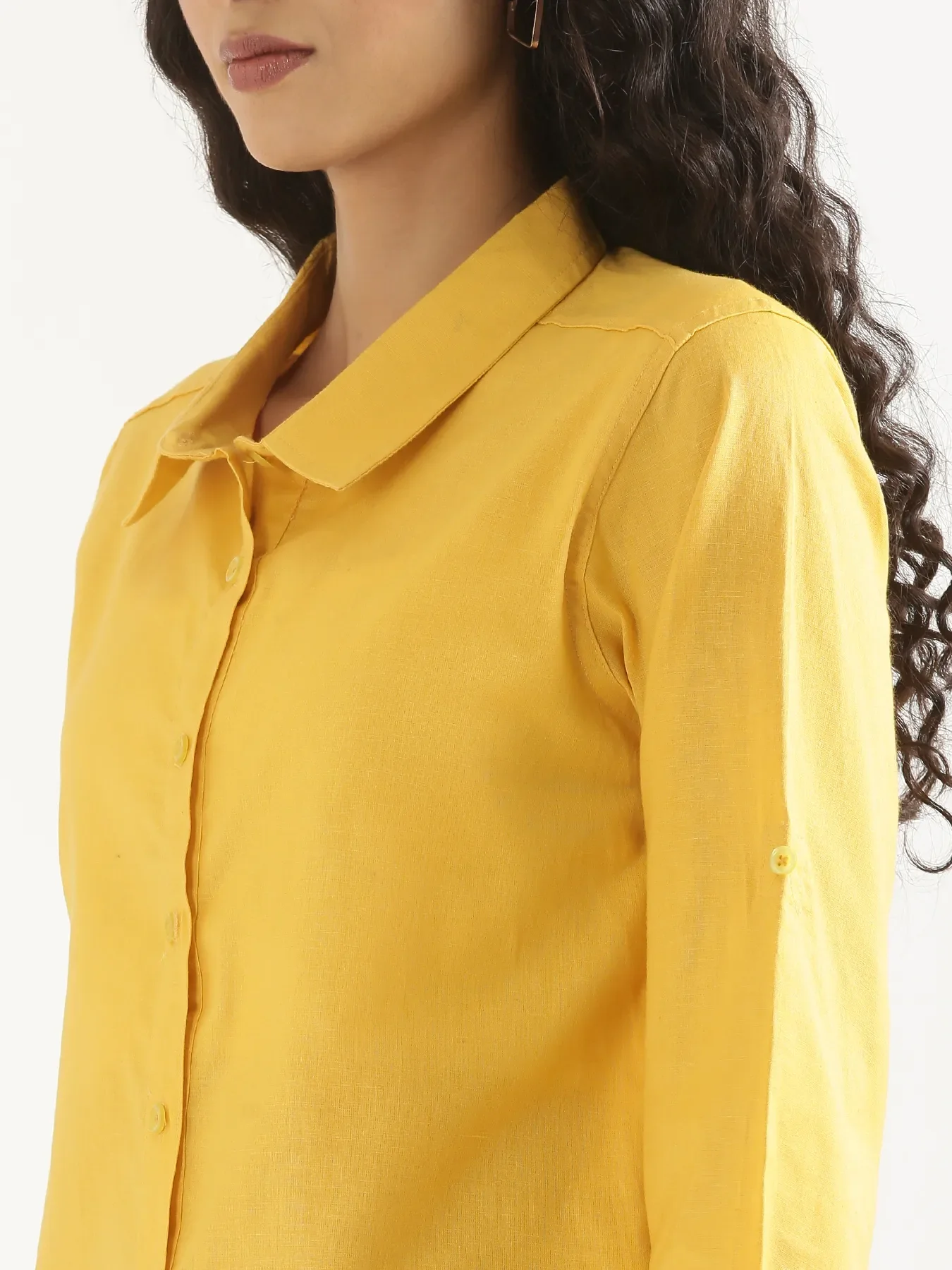 Women Yellow Airy-Linen Shirt - Image 7