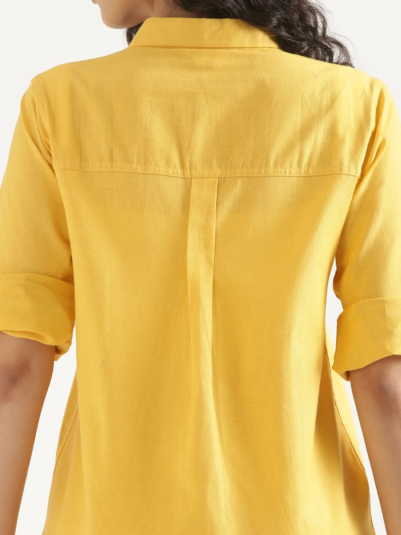 Women Yellow Airy-Linen Shirt - Image 8