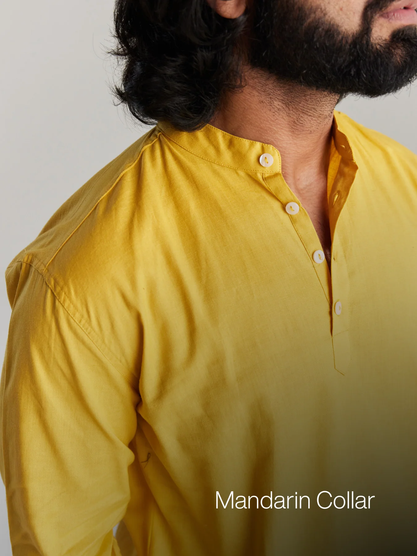 Men Yellow Airy Linen Short Kurta - Image 8