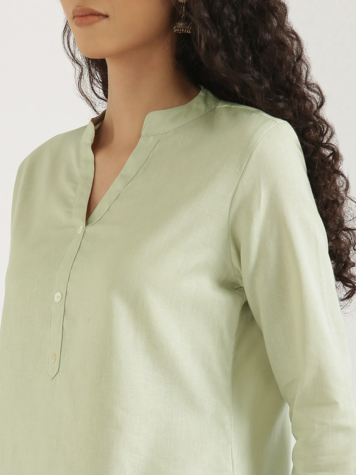 Women Mint Green & Ecru Short Kurta - Image 8