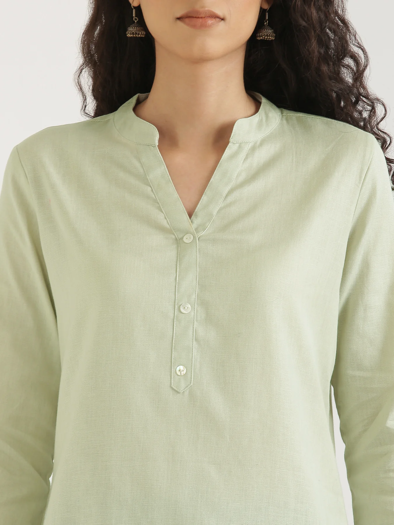 Women Mint Green & Ecru Short Kurta - Image 9