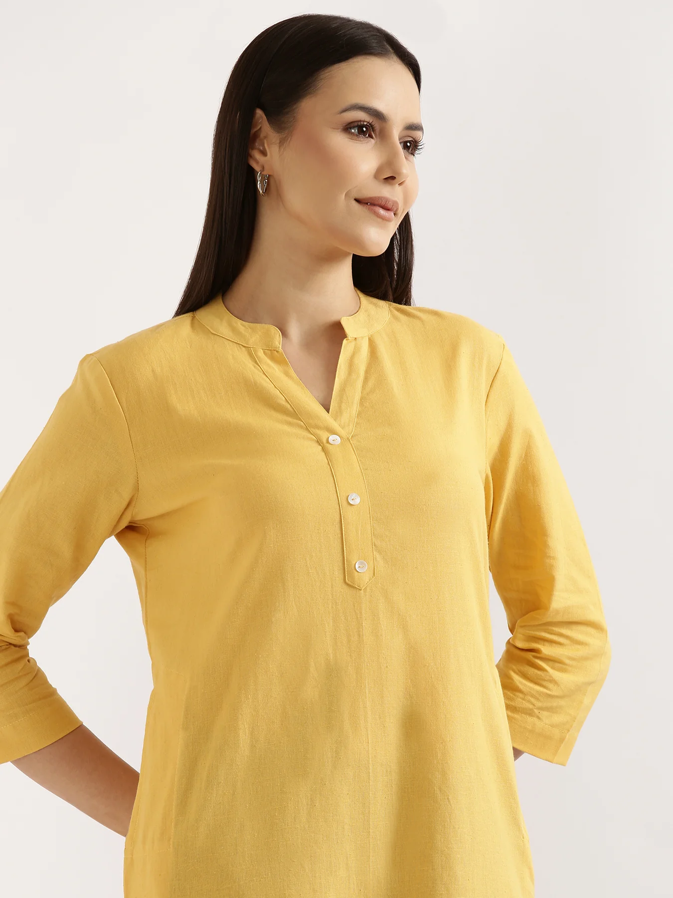Women Yellow & Rose Taupe Long Kurta - Image 10