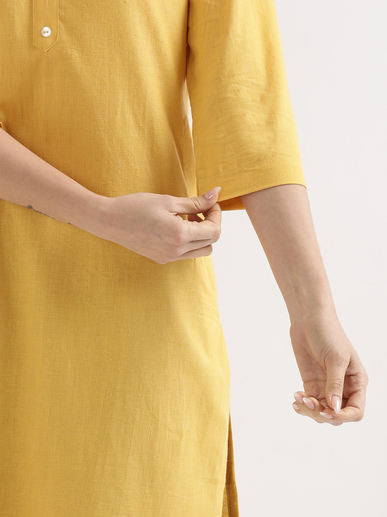 Women Yellow & Rose Taupe Long Kurta - Image 14